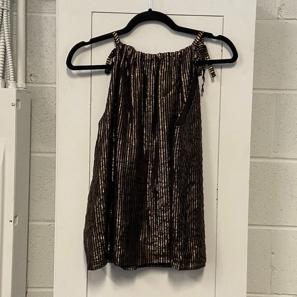 Black and Gold Madewell Tie Strap Top - Picture 7 of 8